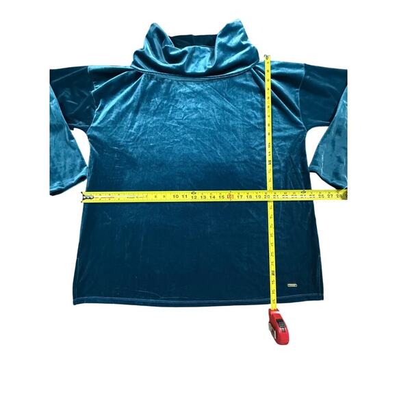 Jones New York Women's Velour Pullover Tunic Top Cowl Neck Long Sleeve XL Blue - Picture 4 of 8